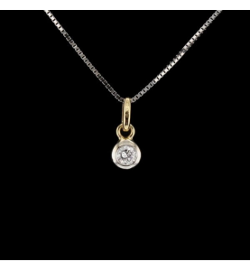 Collier Solitaire Or Bicolore 0.33 carats