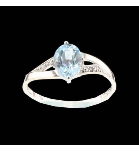 Ring in white gold aquamarine diamonds