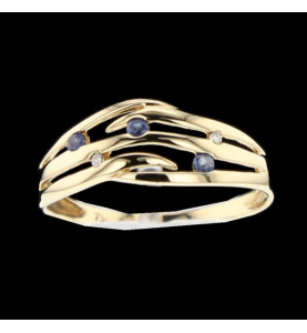 Ring aus Saphir gelbgold und Diamanten