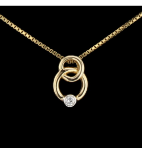 Necklace 2 rings gold and diamond