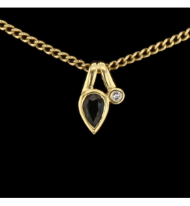 Halskette Anhänger Diamant gelbgold und Saphir