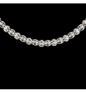 Collier or gris maille boules
