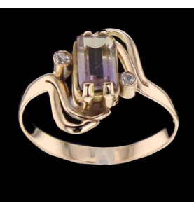 Ametrine Rose Gold Ring and Diamonds
