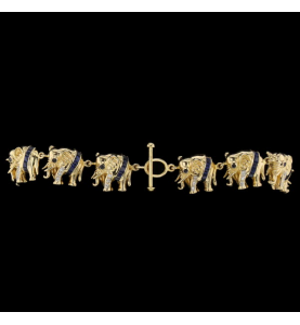 Elephant bracelet yellow gold sapphires and diamonds