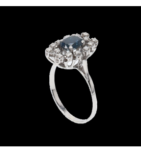 SAPPHIRE AND DIAMOND WHITE GOLD RING