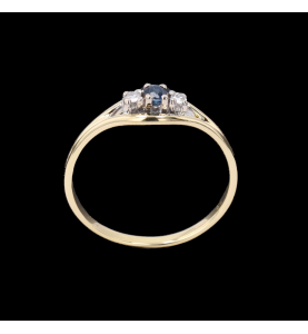 Gelbgold Ring Saphir Diamanten