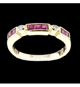 Ring Ruby yellow gold and diamonds