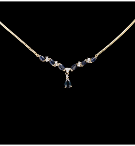 Gold necklace diamonds and sapphires