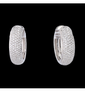 Creole Earrings Gold Grey Diamonds