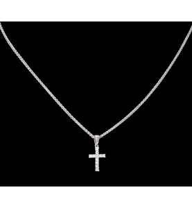 Necklace Cross gold gray diamonds