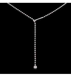 Necklace solitary gray gold 0.10 carats