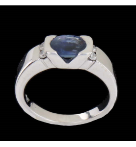 Diamond and sapphire white gold ring