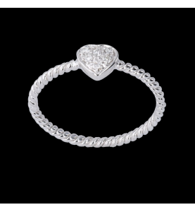 Braided ring paved heart