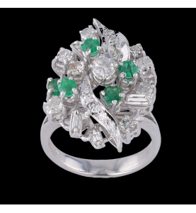 Vintage Diamonds Emerald Cocktail Ring