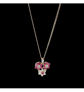 Necklace Yellow Gold Ruby Diamonds