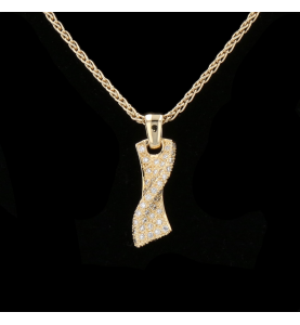 Necklace Pendant Gold Paved Diamonds