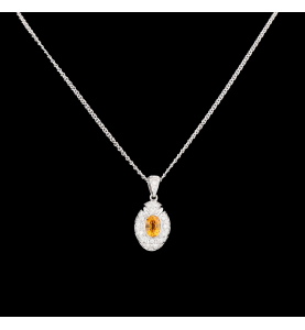 Citrine white gold necklace and diamonds