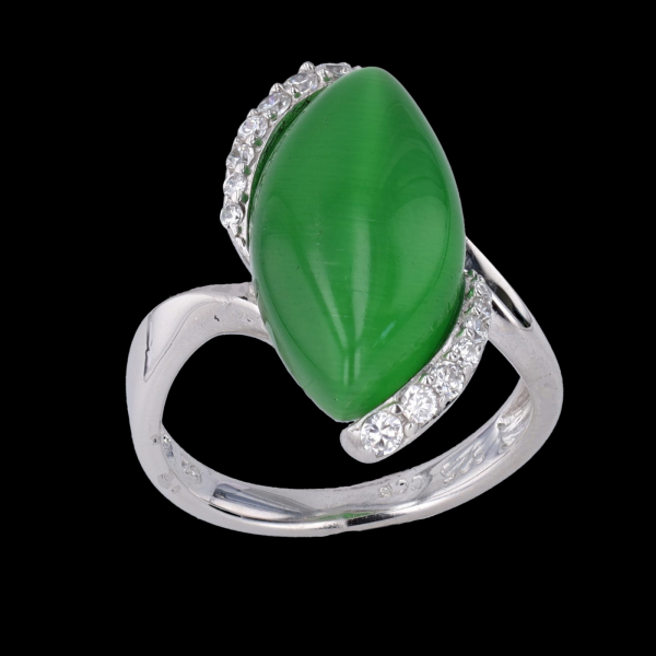RING SILVER 925 GREEN STONE