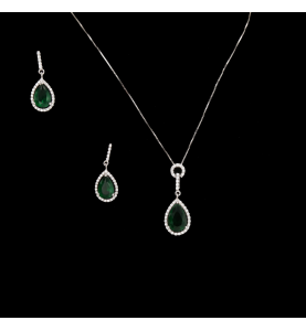 Complete set in silver 925 and green stones