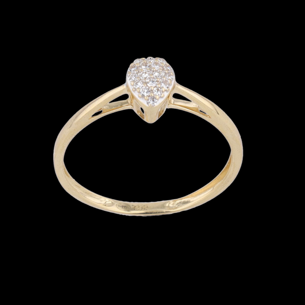 Yellow gold ring with diamonds water drop
