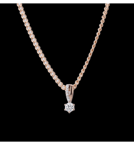 Pink gold and diamond necklace