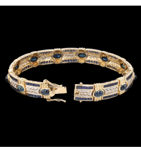 Bracelet en or jaune 750 / 18  carats saphirs