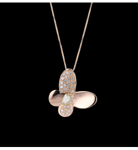 Pink Gold Necklace Butterfly Diamonds Pendant