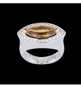 Ring aus Graugold Citrin Diamanten