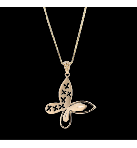 2 gold butterfly pendant necklace