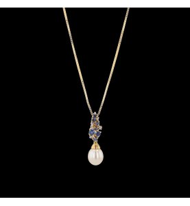 Yellow gold necklace with sapphires and diamonds