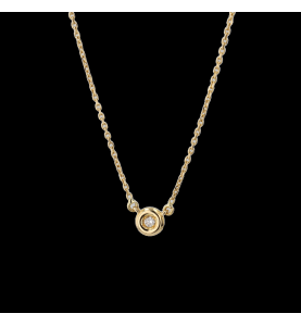 Solitär-Halskette aus Gelbgold Diamant 0,05 Karat