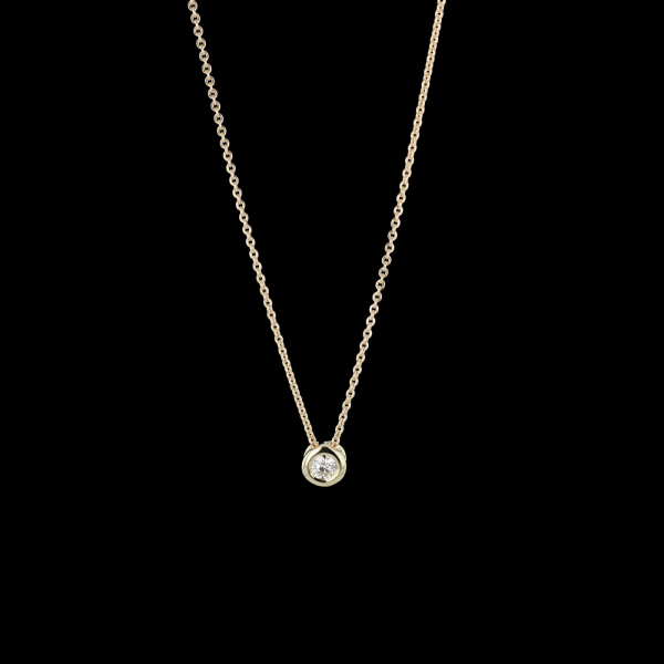 Solitaire yellow gold diamond necklace 0.20 carats