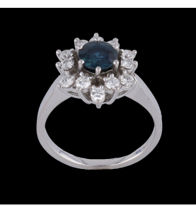 Sapphire and diamond corolla ring