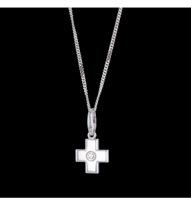 Necklace white gold Pendant Cross and Diamond.