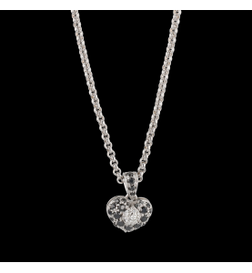 Chopard heart necklace with black and white diamonds