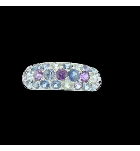 White gold ring and colored stones