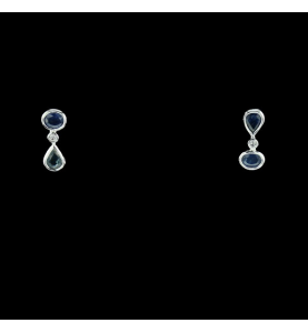 Sapphire and diamond white gold earrings
