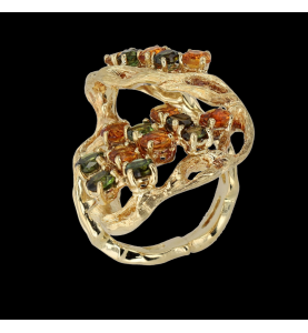 Ring aus Gelbgold Peridot und Citrin