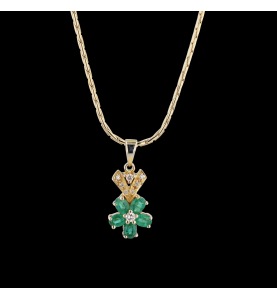 Emerald and diamond pendant necklace