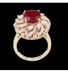 Ring aus Roségold Rubin und Diamanten