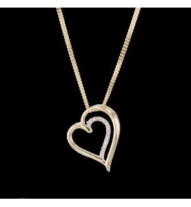 Yellow gold heart necklace with diamonds