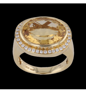 YELLOW GOLD CITRINE DIAMOND RING