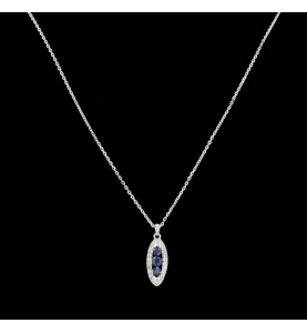 Necklace and pendant in white gold, sapphires and diamonds.
