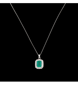 Collana con smeraldo e diamante in platino