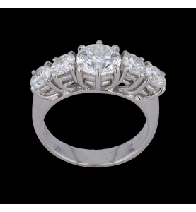 White gold ring 5 diamonds 2.16 carats