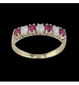 Yellow gold diamond and ruby ring