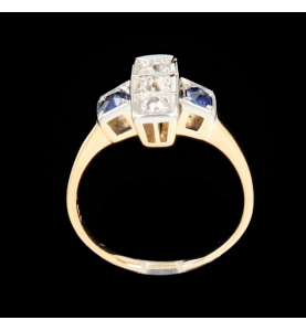 Yellow gold sapphires and diamonds ring