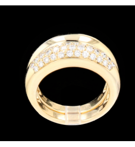 Piaget double ring in yellow gold and diamonds
