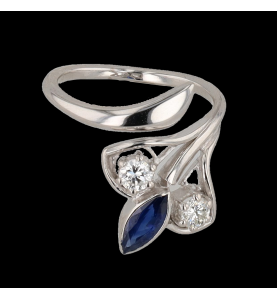 FLORAL RING WHITE GOLD SAPPHIRE DIAMONDS