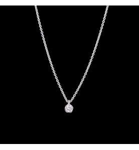 COLLIER SOLITAIRE OR GRIS 0.16 CARATS